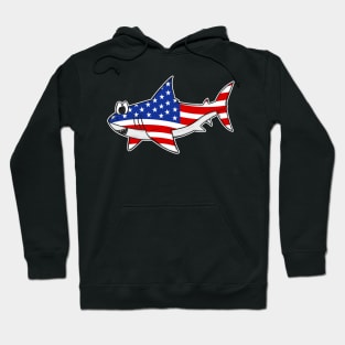 4th July Shark American Flag USA Animal Lovers Hoodie